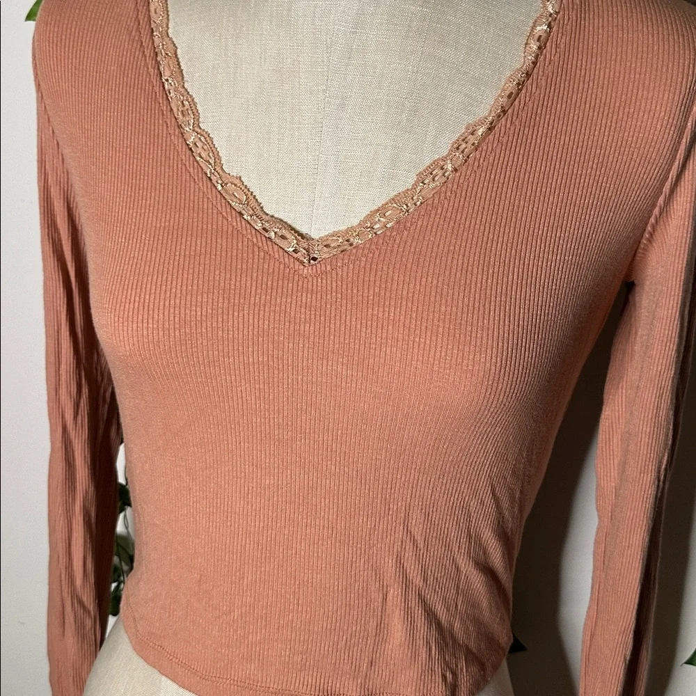 Selfe Longsleeve Lace Trimmed Neckline Longsleeve